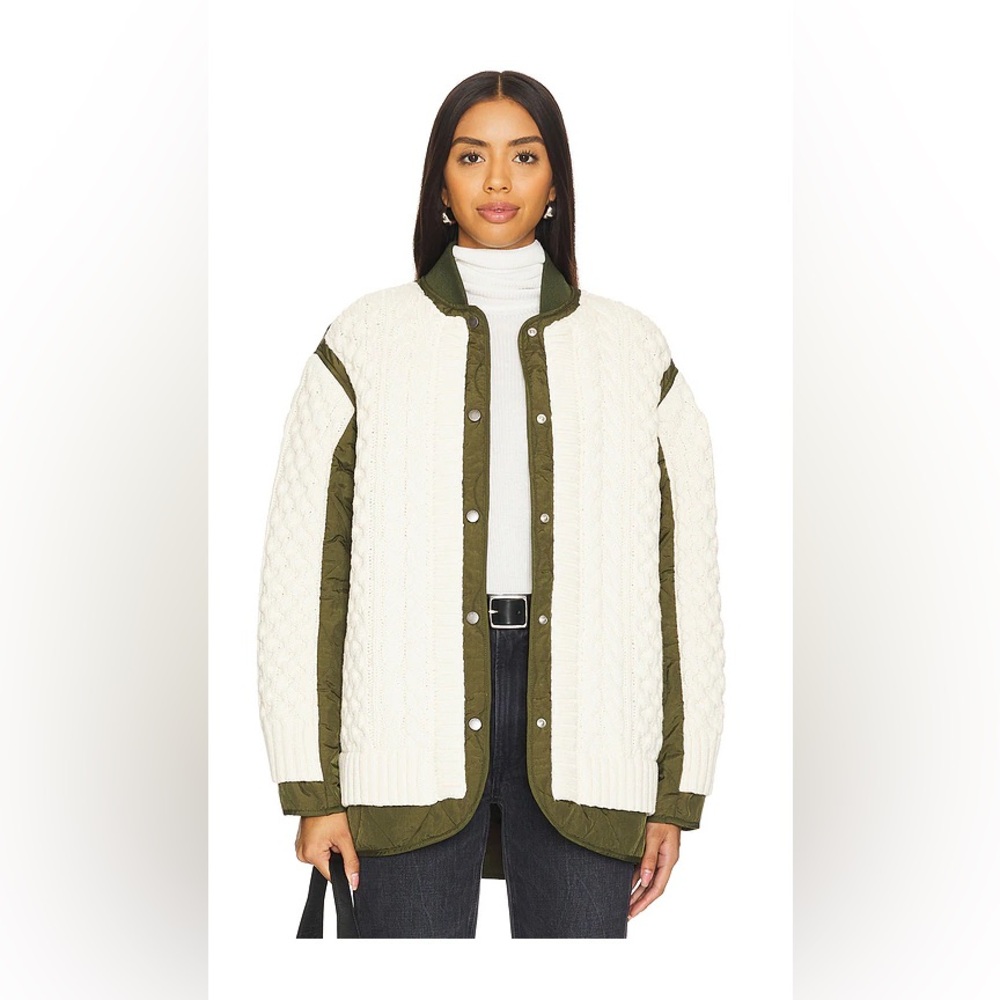 NWT Rag & Bone Winnie Mixed Media Cable Knit Sweater Jacket - Picture 2 of 7